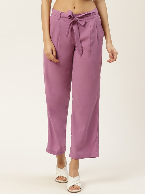 

DODO & MOA Women Pink Pleated Parallel Trousers