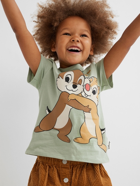 

H&M Girls Green Printed T-shirt