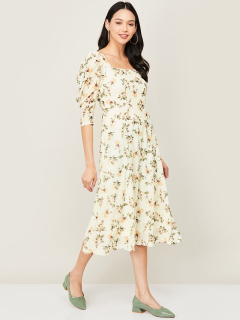 

CODE by Lifestyle Off White Tropical Peplum Dress