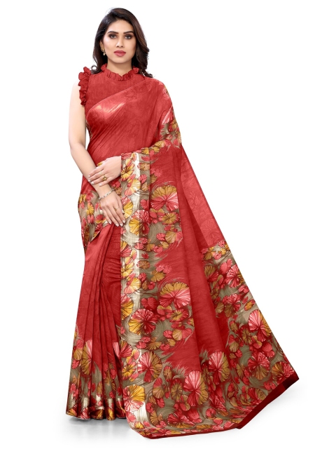 

KALINI Red Floral Bagh Saree