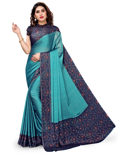 

KALINI Turquoise Blue & Pink Bagh Saree