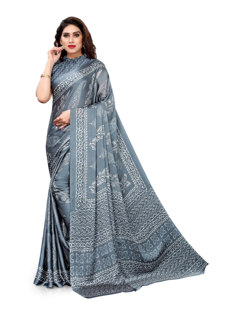 

KALINI Grey & White Paisley Printed Saree