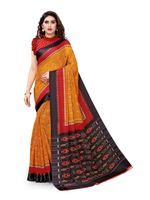 

KALINI Orange & Black Floral Saree