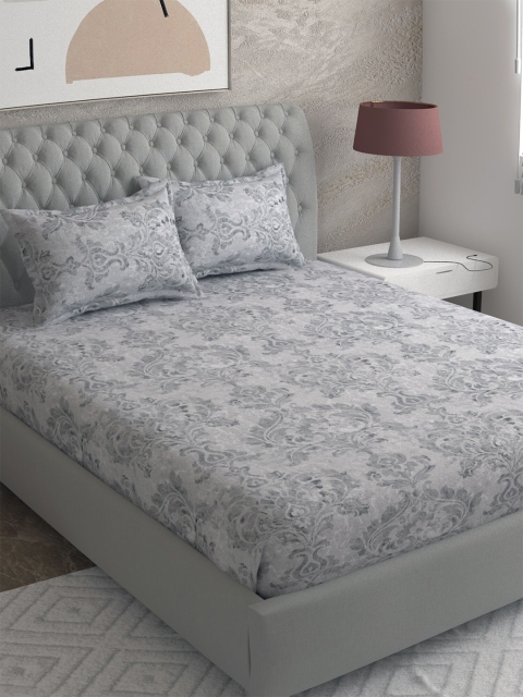 

EverHOME Grey Ethnic Motifs 210 TC King Bedsheet with 2 Pillow Covers
