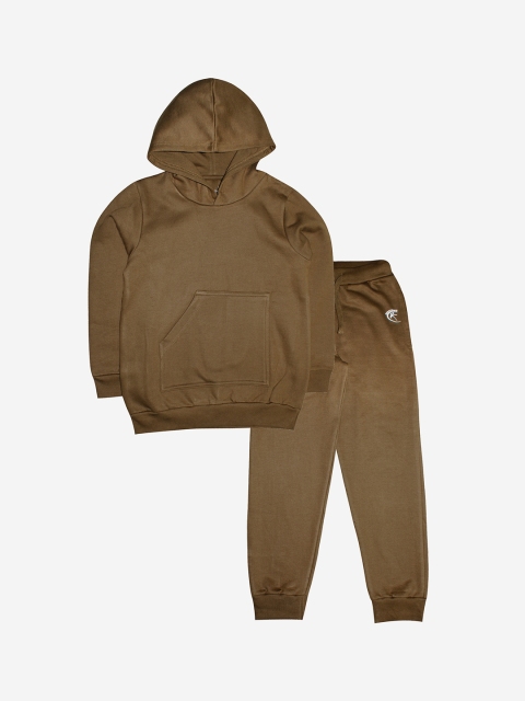 

KiddoPanti Kids Olive Green Solid Pure Cotton Tracksuit