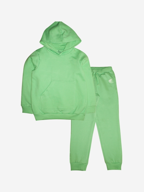 

KiddoPanti Kids Green Solid Pure Cotton Tracksuit