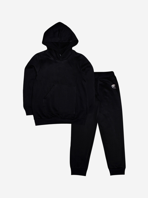 

KiddoPanti Kids Black Solid Pure Cotton Tracksuit