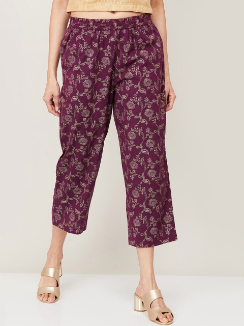 

Melange by Lifestyle Women Maroon Floral Printed Culottes Trousers