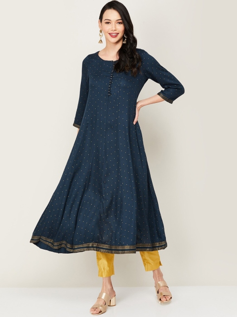 

Melange by Lifestyle Women Blue Flared Sleeves Thread Work Kurta