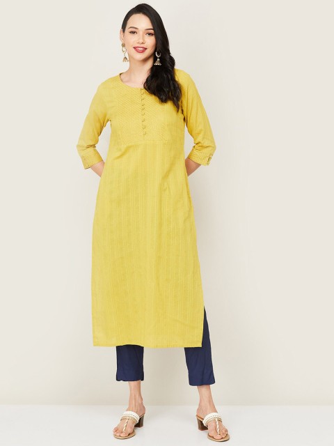 

Melange by Lifestyle Women Yellow Thread Work Kurta