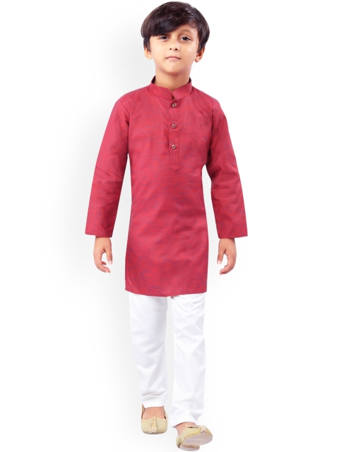 

Nakshi by Yug Boys Maroon Pure Cotton Kurta with Pyjamas