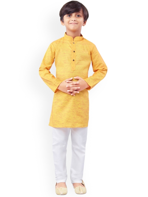 

Nakshi by Yug Boys Yellow Pure Cotton Kurta with Pyjamas