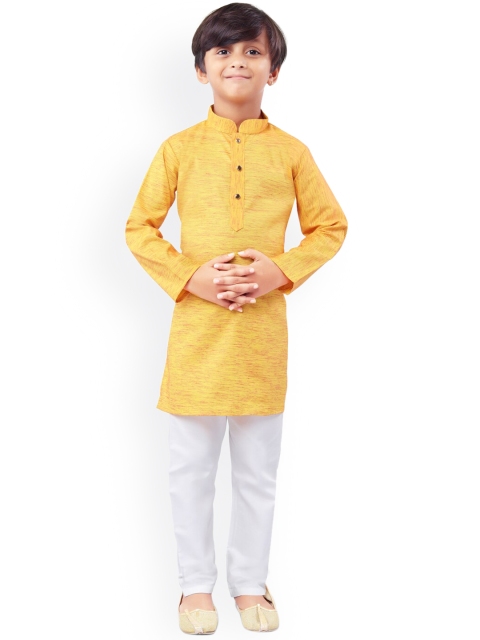 

Nakshi by Yug Boys Yellow Pure Cotton Kurta with Pyjamas