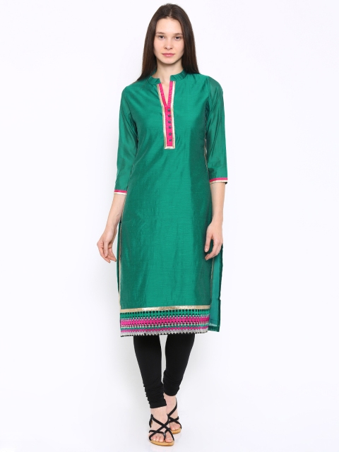 

Soch Outlet Women Teal Green Yoke Design A-Line Kurta