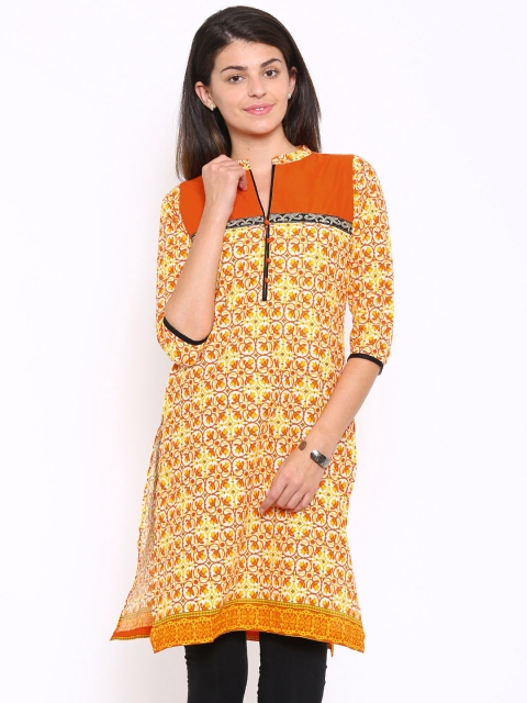 

Soch Outlet Women Off-White & Orange Printed A-Line Kurta