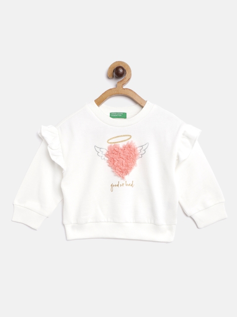 

United Colors of Benetton Girls Off White & Peach Sweatshirt