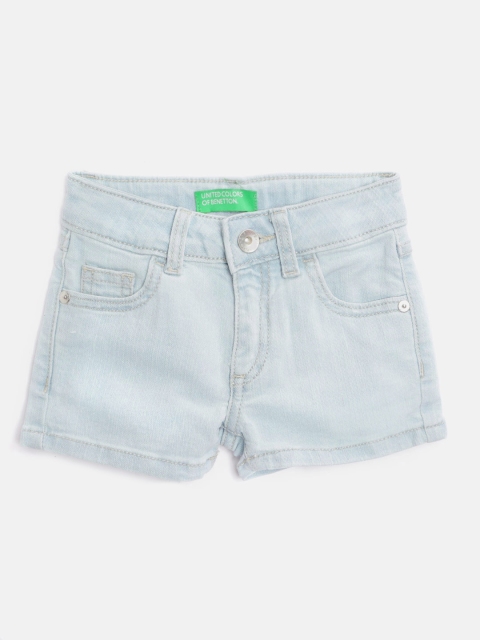 

United Colors of Benetton Girls Blue Solid Denim Shorts