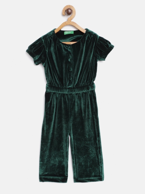 

United Colors of Benetton Girls Green Velvet Jumpsuit
