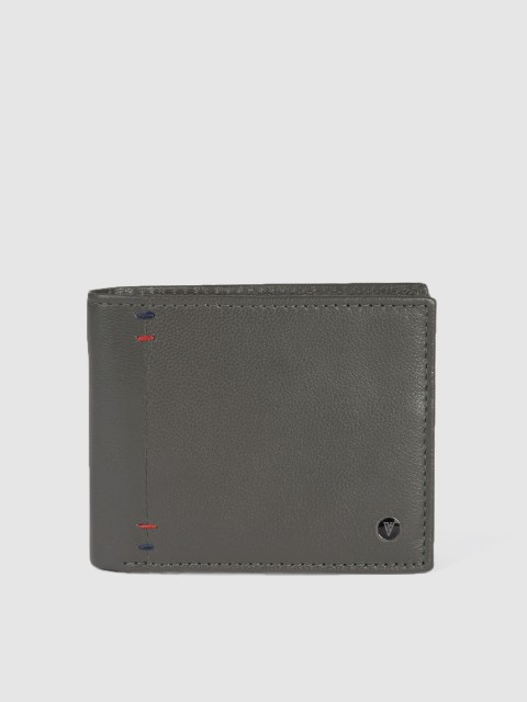 

Van Heusen Men Grey Solid Leather Two Fold Wallet with SIM Card Holder