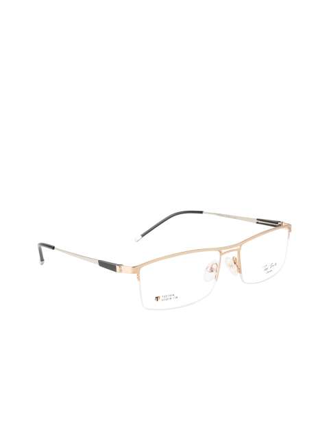 

Ted Smith Unisex Gold-Toned & Black Half Rim Rectangle Frames TS-57454_GLD