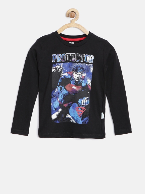

Kids Ville Boys Black Superman Printed Round Neck T-shirt