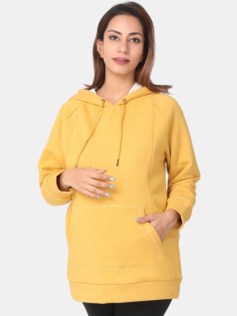 

The Mom Store Women Yellow Maternity & Nursing Hooded Sweatshirt