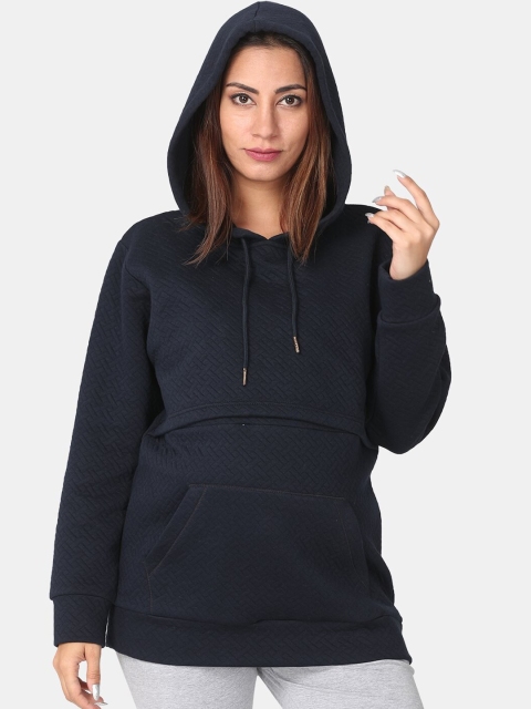 

The Mom Store Women Navy Blue Quilted Maternity Sweatshirt