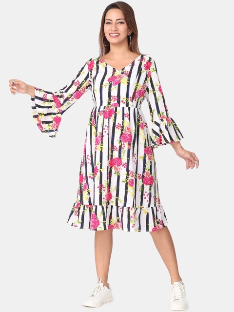 

The Mom Store White Floral Printed Maternity Dress