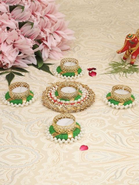 

TIED RIBBONS Set Of 5 Diwali Dcoration Tealight Candle Holder, Multi