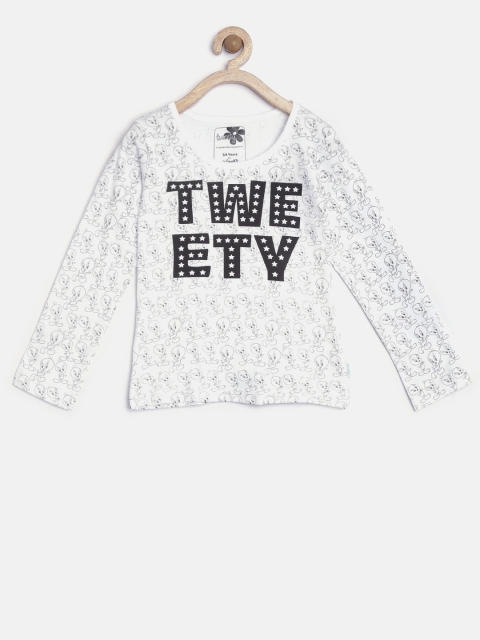 

Tweety by Kids Ville Girls White Printed Round Neck T-shirt