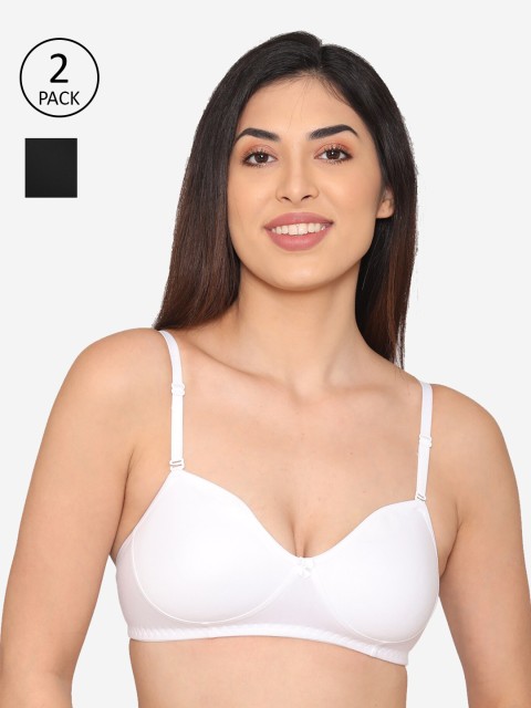 

Kalyani Pack Of 2 White & Black Non-Padded Balconette Bra