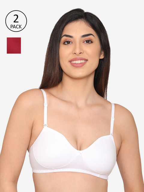 

Kalyani Pack of 2 Red & White T-shirt Bra