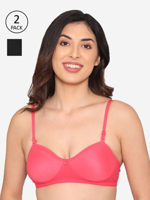 

Kalyani Pack Of 2 Pink & Black T-shirt Bra