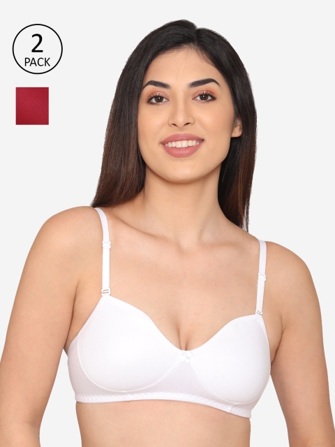 

Kalyani Women Maroon & White Pack Of 2 T-Shirt Bra