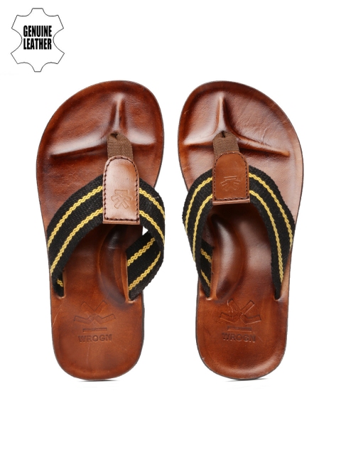 

WROGN Men Black & Yellow Striped Sandals