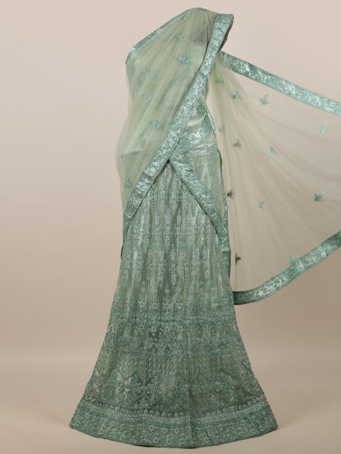 

Pothys Green Embellished Sequinned Unstitched Lehenga & Blouse With Dupatta