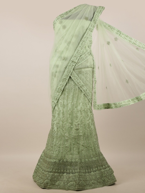 

Pothys Green Embroidered Unstitched Lehenga & Blouse With Dupatta