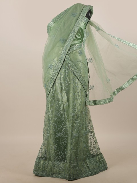 

Pothys Green Embroidered Unstitched Lehenga & Blouse With Dupatta