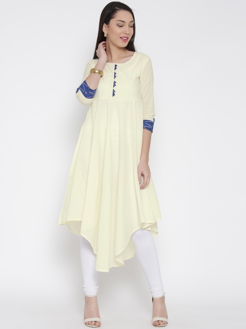 

Span Women Cream-Coloured Solid Anarkali Kurta