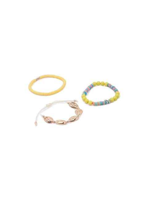

Lilly & sparkle Women Set Of 3 Gold-Plated & Blue Elasticated Bracelet