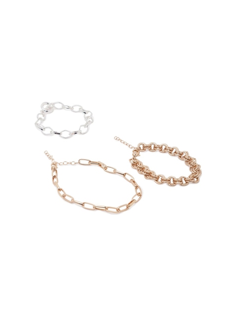 

Lilly & sparkle Women 3 Gold-Toned & Silver-Toned Gold-Plated Link Bracelet