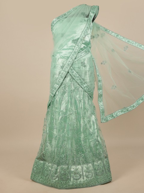 

Pothys Green Embroidered Unstitched Lehenga & Blouse With Dupatta