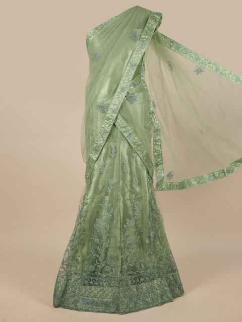 

Pothys Green Embroidered Unstitched Lehenga & Blouse With Dupatta