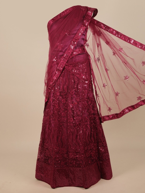 

Pothys Purple Embroidered Unstitched Lehenga & Blouse With Dupatta