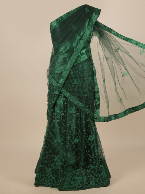 

Pothys Green Embroidered Unstitched Lehenga & Blouse With Dupatta