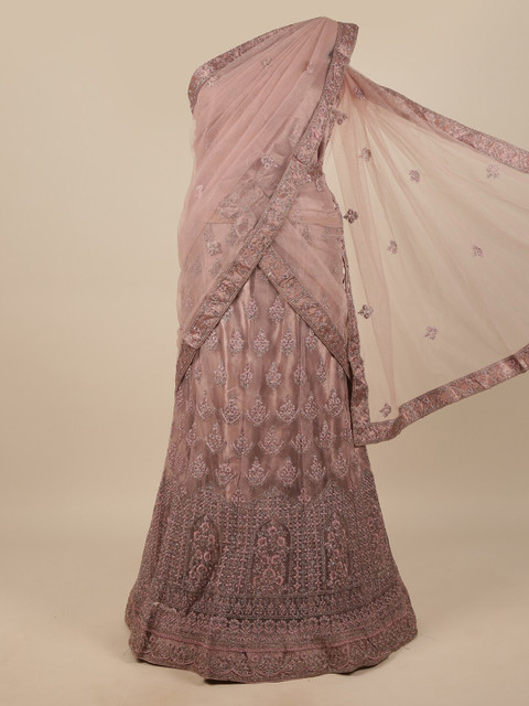 

Pothys Women Lavender Embroidered Lehenga Half Saree