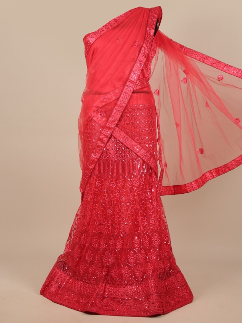 

Pothys Women Pink Embroidered Unstitched Lehenga Choli With Dupatta
