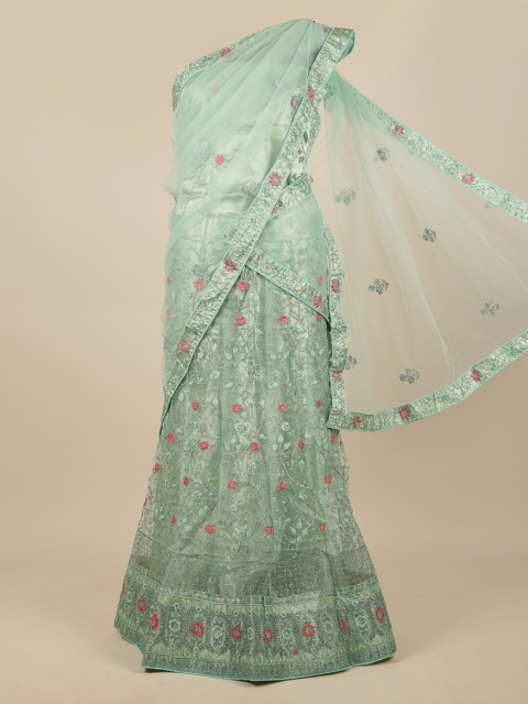 

Pothys Green Embroidered Unstitched Lehenga & Blouse With Dupatta