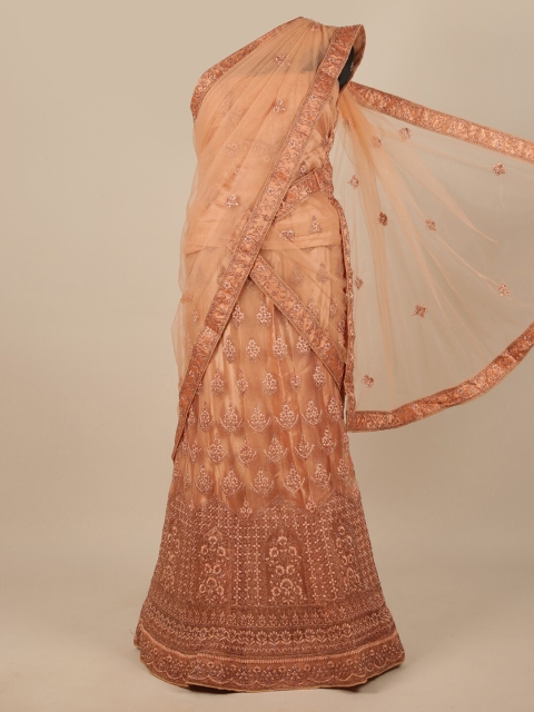 

Pothys Mauve Embroidered Unstitched Lehenga & Blouse With Dupatta