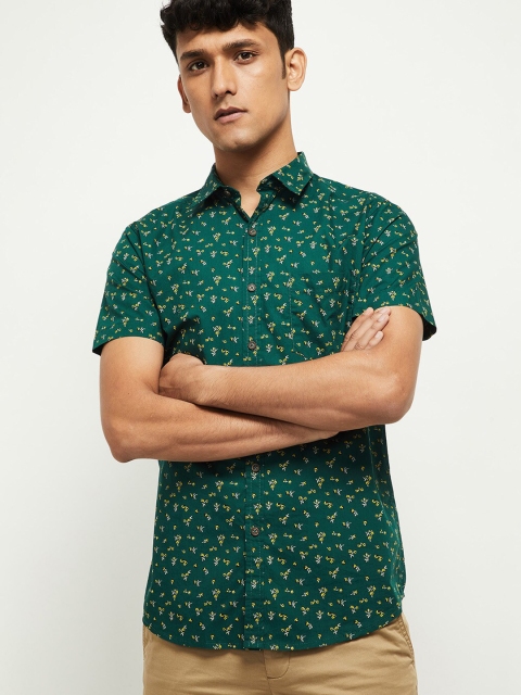 

max Men Green Floral Opaque Printed Casual Shirt